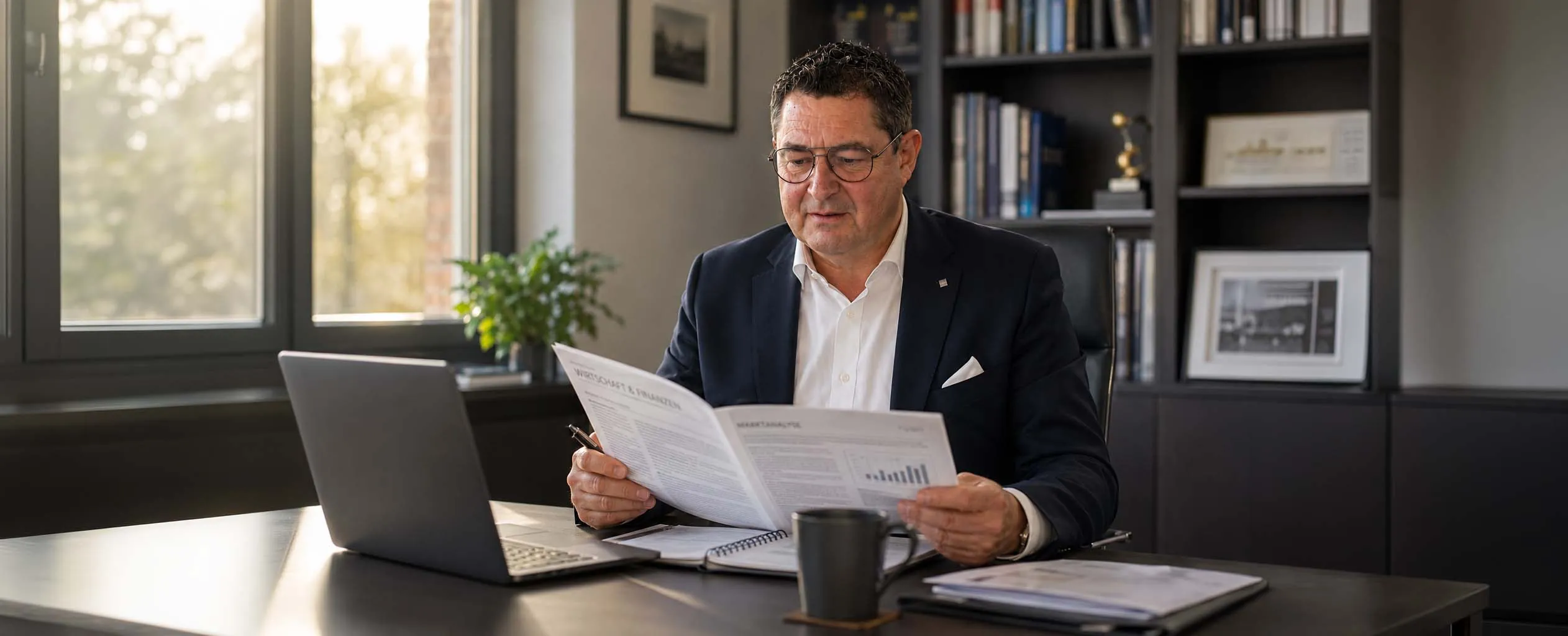 Arbeitsplatz im Büro mit Blick auf Vertriebskennzahlen